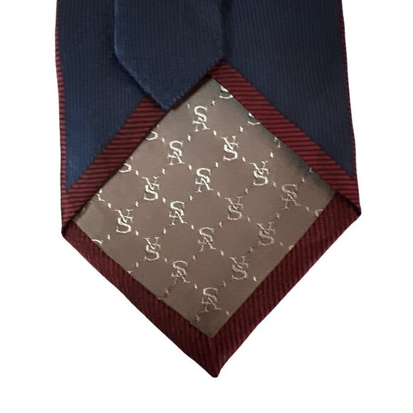 VTG Stacy Adams 100% Silk Neck Tie Blue Red Abstract Crest Men's - Picture 6 of 8